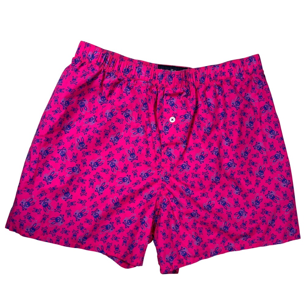 Psycho Bunny Boxer Shorts Mens Large Pink Purple Skull Logo Print Cotton Preppy